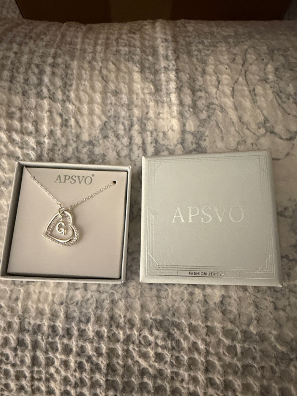 Silver Heart Pendant Necklace with Letter G